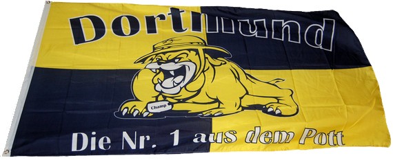 1 aus dem Pott Fahne Fan Flagge  Hissfahne 150 x 90 cm Dortmund Wappen Die Nr 