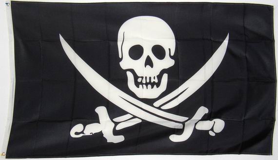 piratenflagge mit sicherem Mast von 60 cm Länge 