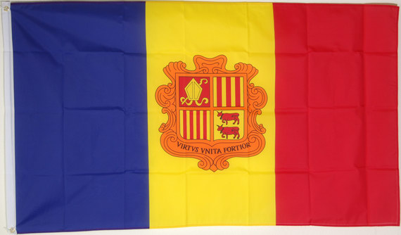 Bild von Flagge Andorra, Fürstentum-Fahne Andorra, Fürstentum-Flagge im Fahnenshop bestellen
