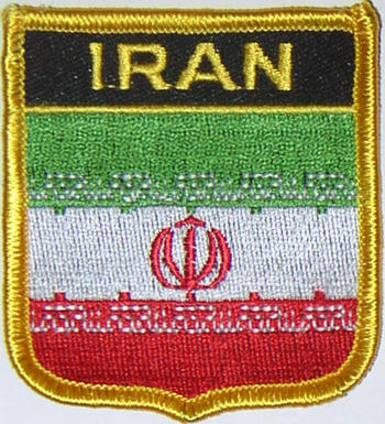 Bild von Aufnäher Flagge Iran  in Wappenform (6,2 x 7,3 cm)-Fahne Aufnäher Flagge Iran  in Wappenform (6,2 x 7,3 cm)-Flagge im Fahnenshop bestellen