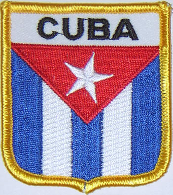 Bild von Aufnäher Flagge Kuba  in Wappenform (6,2 x 7,3 cm)-Fahne Aufnäher Flagge Kuba  in Wappenform (6,2 x 7,3 cm)-Flagge im Fahnenshop bestellen