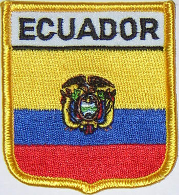 Bild von Aufnäher Flagge Ecuador  in Wappenform (6,2 x 7,3 cm)-Fahne Aufnäher Flagge Ecuador  in Wappenform (6,2 x 7,3 cm)-Flagge im Fahnenshop bestellen