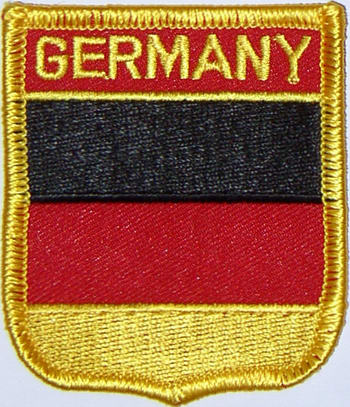 Bild von Aufnäher Flagge Deutschland  in Wappenform (6,2 x 7,3 cm)-Fahne Aufnäher Flagge Deutschland  in Wappenform (6,2 x 7,3 cm)-Flagge im Fahnenshop bestellen