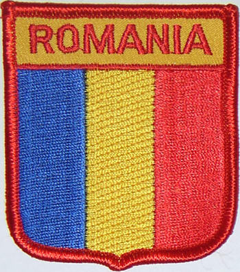 Bild von Aufnäher Flagge Rumänien  in Wappenform (6,2 x 7,3 cm)-Fahne Aufnäher Flagge Rumänien  in Wappenform (6,2 x 7,3 cm)-Flagge im Fahnenshop bestellen
