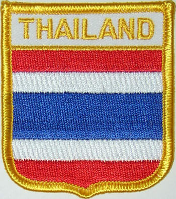 Bild von Aufnäher Flagge Thailand  in Wappenform (6,2 x 7,3 cm)-Fahne Aufnäher Flagge Thailand  in Wappenform (6,2 x 7,3 cm)-Flagge im Fahnenshop bestellen