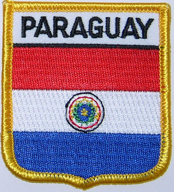 Bild von Aufnäher Flagge Paraguay  in Wappenform (6,2 x 7,3 cm)-Fahne Aufnäher Flagge Paraguay  in Wappenform (6,2 x 7,3 cm)-Flagge im Fahnenshop bestellen