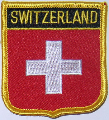 Bild von Aufnäher Flagge Schweiz  in Wappenform (6,2 x 7,3 cm)-Fahne Aufnäher Flagge Schweiz  in Wappenform (6,2 x 7,3 cm)-Flagge im Fahnenshop bestellen