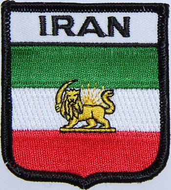 Bild von Aufnäher Flagge Iran (1806-1979)  in Wappenform (6,2 x 7,3 cm)-Fahne Aufnäher Flagge Iran (1806-1979)  in Wappenform (6,2 x 7,3 cm)-Flagge im Fahnenshop bestellen