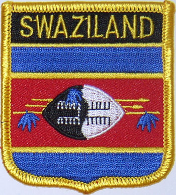 Bild von Aufnäher Flagge Swasiland  in Wappenform (6,2 x 7,3 cm)-Fahne Aufnäher Flagge Swasiland  in Wappenform (6,2 x 7,3 cm)-Flagge im Fahnenshop bestellen