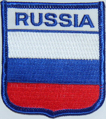 Bild von Patch / Aufnäher Flagge Russland  in Wappenform (6,2 x 7,3 cm)-Fahne Patch / Aufnäher Flagge Russland  in Wappenform (6,2 x 7,3 cm)-Flagge im Fahnenshop bestellen
