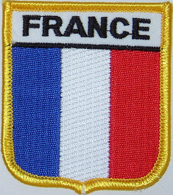 Bild von Aufnäher Flagge Frankreich  in Wappenform (6,2 x 7,3 cm)-Fahne Aufnäher Flagge Frankreich  in Wappenform (6,2 x 7,3 cm)-Flagge im Fahnenshop bestellen