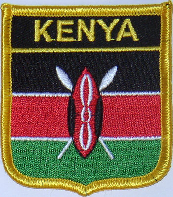 Bild von Aufnäher Flagge Kenia  in Wappenform (6,2 x 7,3 cm)-Fahne Aufnäher Flagge Kenia  in Wappenform (6,2 x 7,3 cm)-Flagge im Fahnenshop bestellen