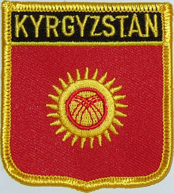 Bild von Aufnäher Flagge Kirgisistan  in Wappenform (6,2 x 7,3 cm)-Fahne Aufnäher Flagge Kirgisistan  in Wappenform (6,2 x 7,3 cm)-Flagge im Fahnenshop bestellen