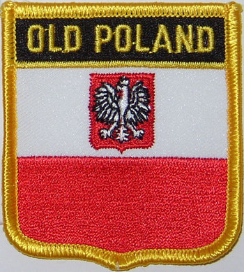 Bild von Aufnäher Flagge Polen mit Wappen  in Wappenform (6,2 x 7,3 cm)-Fahne Aufnäher Flagge Polen mit Wappen  in Wappenform (6,2 x 7,3 cm)-Flagge im Fahnenshop bestellen