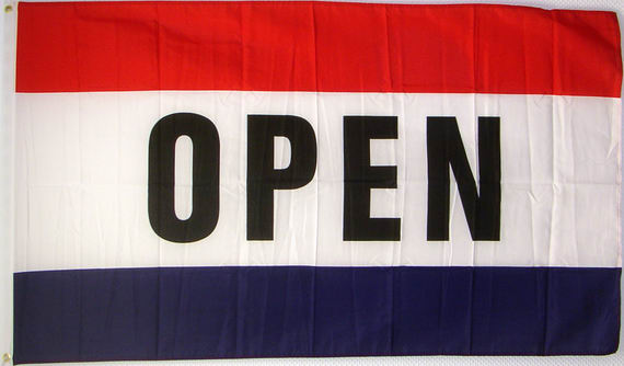 Bild von Flagge Open (rot-weiß-blau)-Fahne Flagge Open (rot-weiß-blau)-Flagge im Fahnenshop bestellen