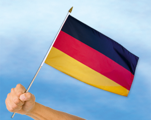Bild von Stockflaggen Deutschland Bundesflagge  (45 x 30 cm)-Fahne Stockflaggen Deutschland Bundesflagge  (45 x 30 cm)-Flagge im Fahnenshop bestellen