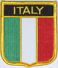 Aufnäher Flagge Italien
 in Wappenform (6,2 x 7,3 cm) kaufen bestellen Shop