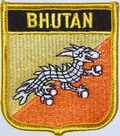 Aufnäher Flagge Bhutan
 in Wappenform (6,2 x 7,3 cm) kaufen bestellen Shop