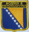 Aufnäher Flagge Bosnien-Herzegowina
 in Wappenform (6,2 x 7,3 cm) kaufen bestellen Shop