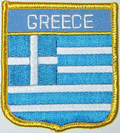 Aufnher Flagge Griechenland
 in Wappenform (6,2 x 7,3 cm) kaufen bestellen Shop