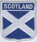 Aufnäher Flagge Schottland
 in Wappenform (6,2 x 7,3 cm) kaufen bestellen Shop