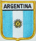 Aufnäher Flagge Argentinien
 in Wappenform (6,2 x 7,3 cm) kaufen bestellen Shop