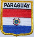 Aufnher Flagge Paraguay
 in Wappenform (6,2 x 7,3 cm) kaufen bestellen Shop