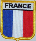 Aufnäher Flagge Frankreich
 in Wappenform (6,2 x 7,3 cm) kaufen bestellen Shop