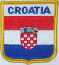 Aufnäher Flagge Kroatien
 in Wappenform (6,2 x 7,3 cm) kaufen bestellen Shop