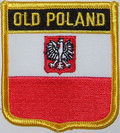 Aufnäher Flagge Polen mit Wappen
 in Wappenform (6,2 x 7,3 cm) kaufen bestellen Shop