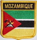 Aufnäher Flagge Mosambik
 in Wappenform (6,2 x 7,3 cm) kaufen bestellen Shop