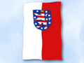 Flagge Thüringen mit Wappen
 im Hochformat (Glanzpolyester) kaufen bestellen Shop