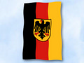 Bild der Flagge "Flagge Deutschland mit Wappen im Hochformat (Glanzpolyester)"