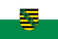 Flagge Sachsen mit Wappen im Querformat (Glanzpolyester) kaufen