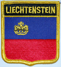 Aufnher Flagge Frstentum Liechtenstein in Wappenform
 (6,2 x 7,3 cm) kaufen bestellen Shop