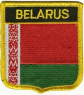 Bild der Flagge "Aufnäher Flagge Belarus / Weißrussland in Wappenform (6,2 x 7,3 cm)"