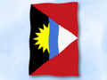 Bild der Flagge "Flagge Antigua und Barbuda im Hochformat (Glanzpolyester)"
