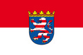 Bild der Flagge "Flagge Hessen mit Wappen im Querformat (Glanzpolyester)"