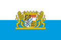 Bild der Flagge "Flagge Bayern Streifen mit Löwenwappen im Querformat (Glanzpolyester)"