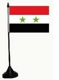 Bild der Flagge "Tisch-Flagge Syrien 15x10cm (1980-2024) mit Kunststoffständer"