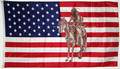 Flagge USA mit Indianer auf Pferd (150 x 90 cm) kaufen