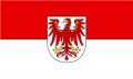 Bild der Flagge "Flagge Brandenburg mit Wappen im Querformat (Glanzpolyester)"