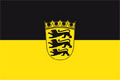 Bild der Flagge "Flagge Baden-Württemberg mit Wappen im Querformat (Glanzpolyester)"