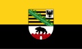 Flagge Sachsen-Anhalt mit Wappen im Querformat (Glanzpolyester) kaufen