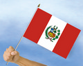 Stockflaggen Peru mit Wappen
 (45 x 30 cm) kaufen bestellen Shop