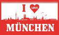Flagge I love München
 (150 x 90 cm) kaufen bestellen Shop