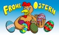Flagge Frohe Ostern - Henne mit Ostereiern
 (150 x 90 cm) kaufen bestellen Shop