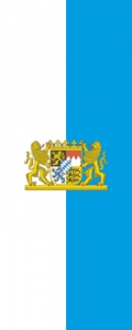 Bild der Flagge "Flagge Bayern Streifen mit Löwenwappen im Hochformat (Glanzpolyester)"