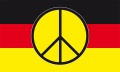 Bild der Flagge "Friedensfahne Deutschland mit PEACE-Zeichen (150 x 90 cm)"
