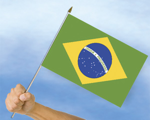 Bild von Stockflaggen Brasilien  (45 x 30 cm)-Fahne Stockflaggen Brasilien  (45 x 30 cm)-Flagge im Fahnenshop bestellen